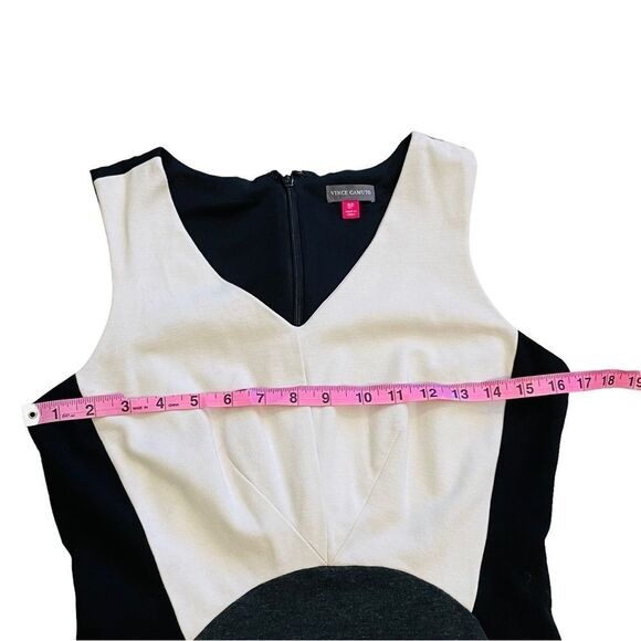 Vince Camuto Black, White & Gray Colorblock Sleeveless Midi Dress - Size 8P - Picture 12 of 15